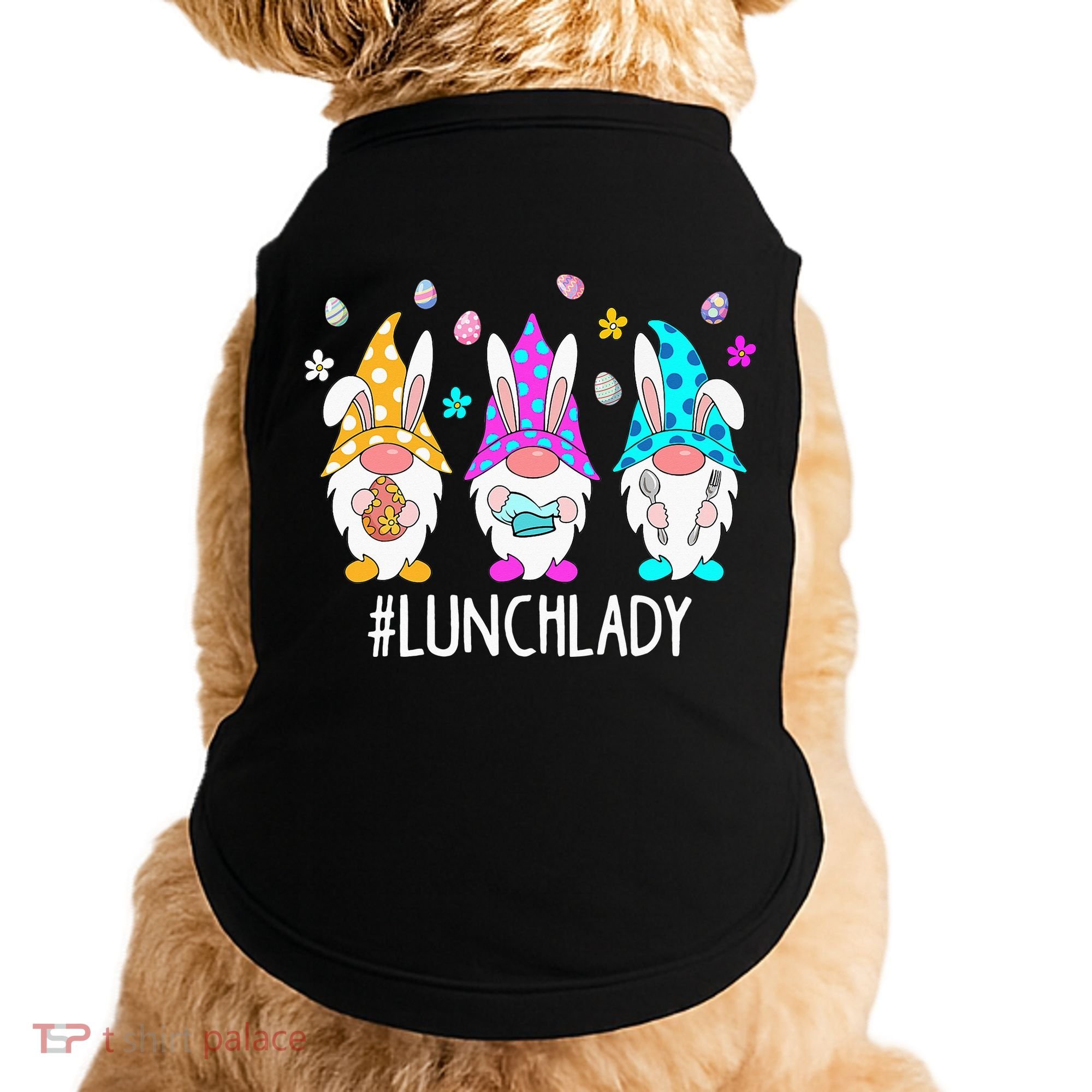 Cute Easter Day Gnome Love Lunch Lady  Matching Doggie Tank