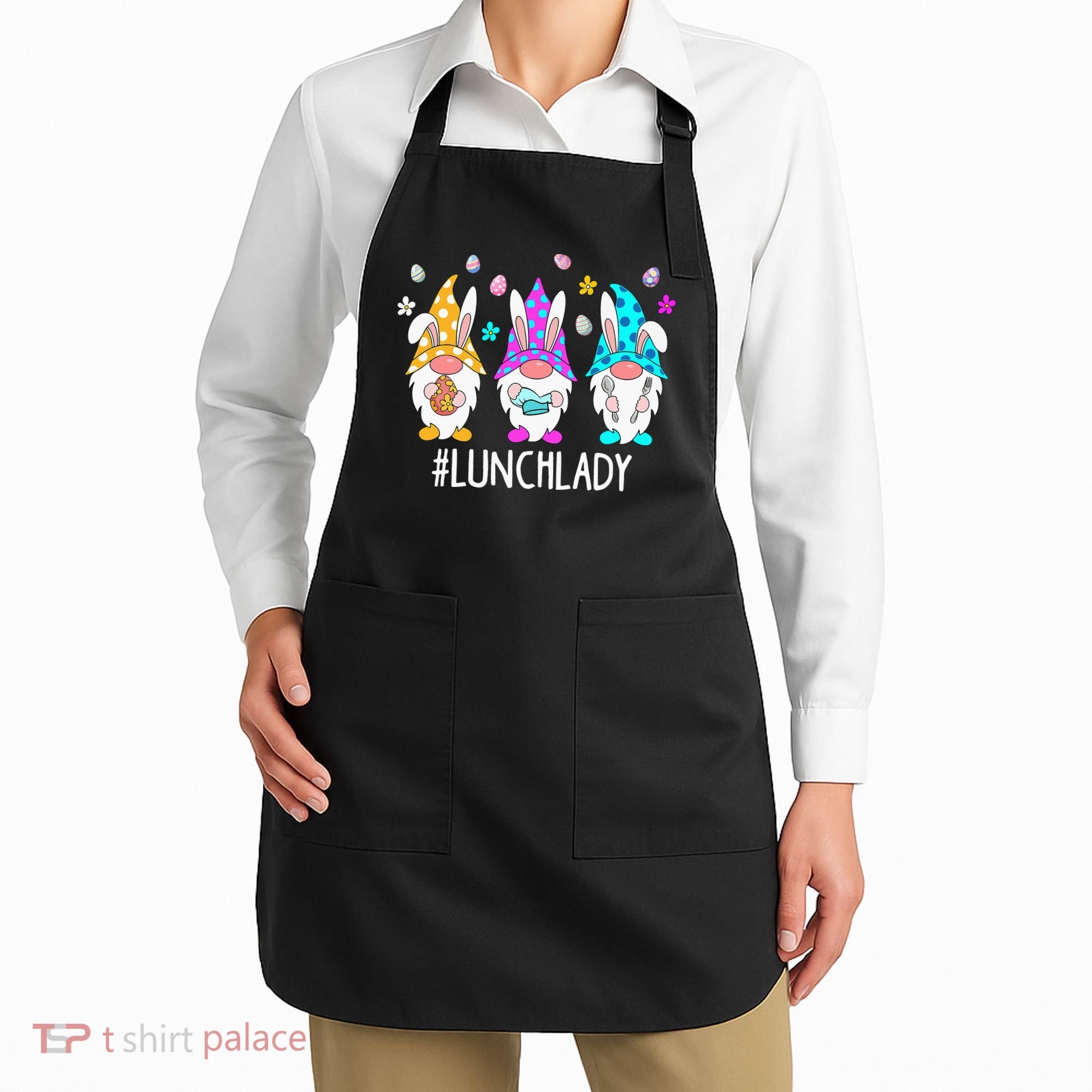 Cute Easter Day Gnome Love Lunch Lady  Matching Apron