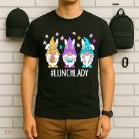 Cute Easter Day Gnome Love Lunch Lady  Matching T-Shirt thumb 6