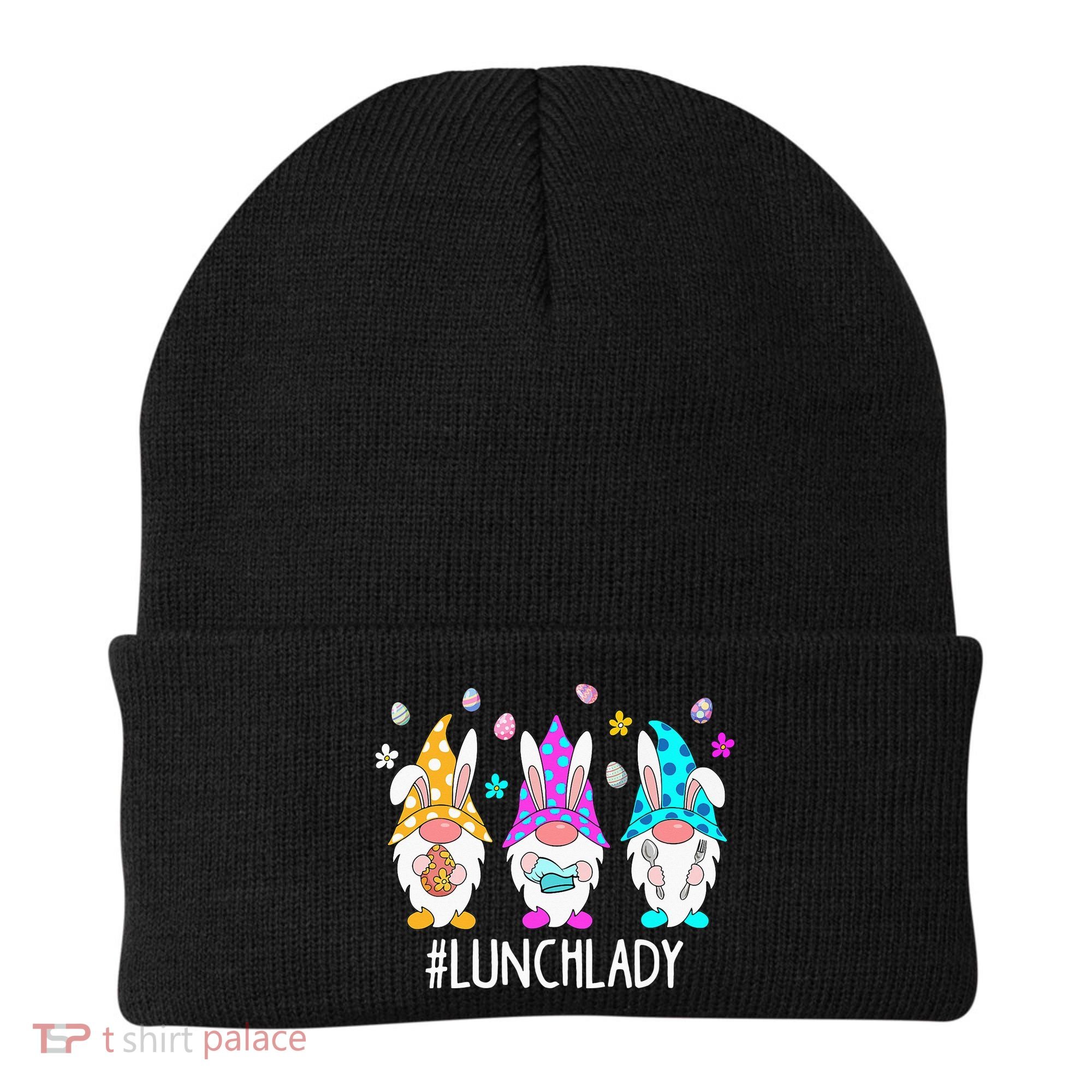 Cute Easter Day Gnome Love Lunch Lady  Matching Beanie