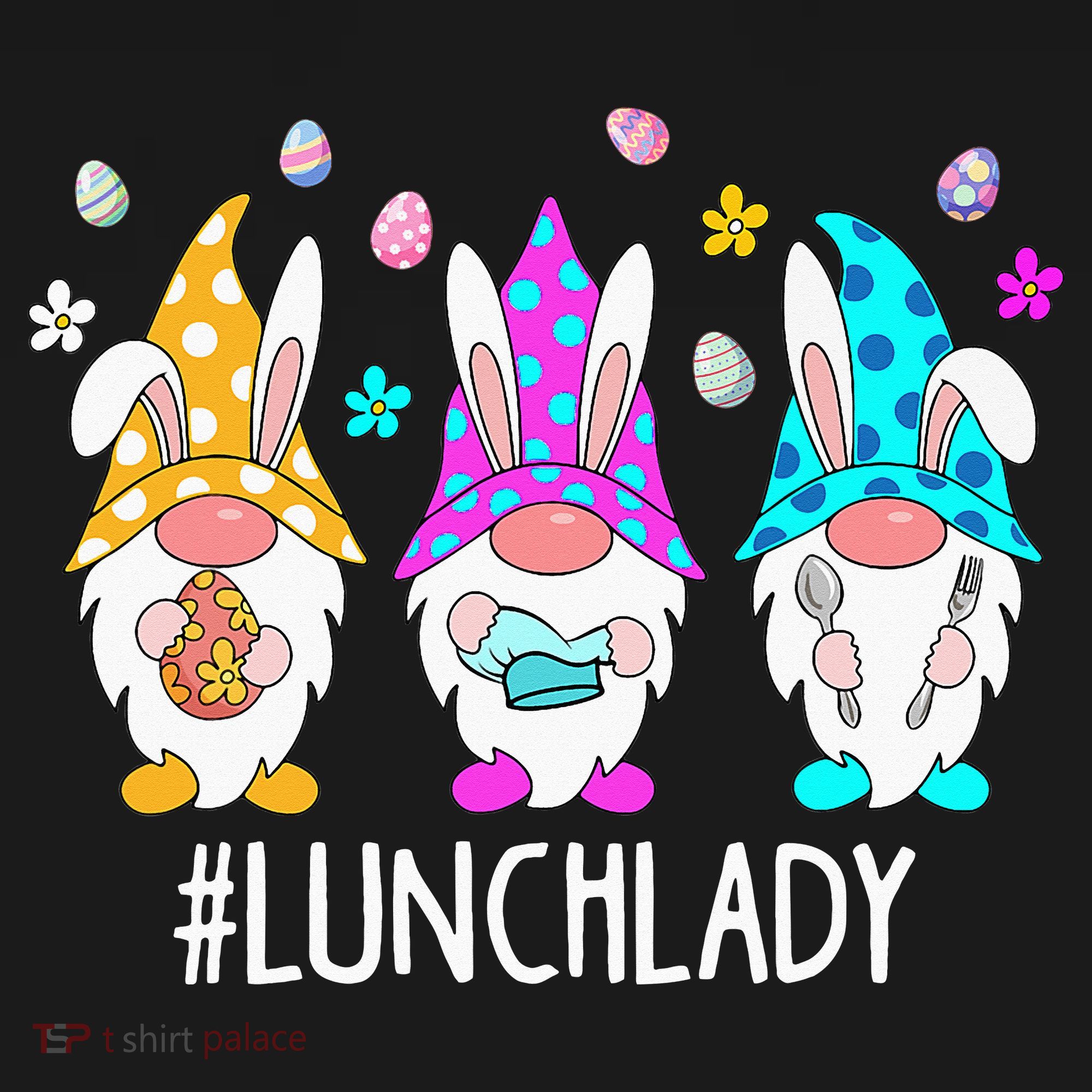 Cute Easter Day Gnome Love Lunch Lady  Matching Pajama Set