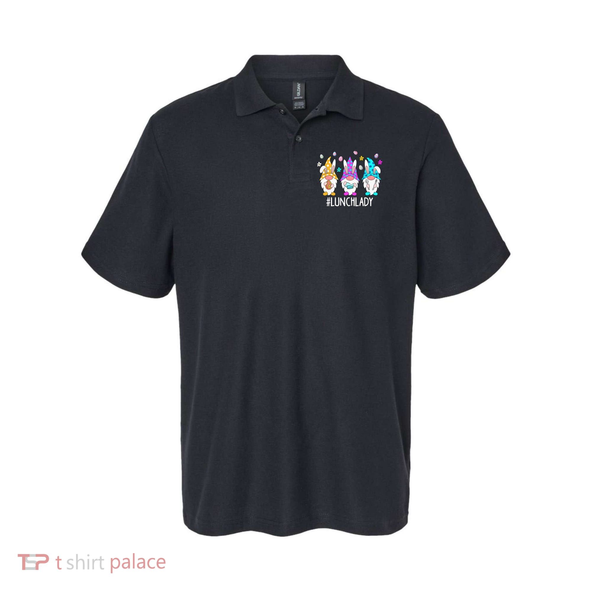 Cute Easter Day Gnome Love Lunch Lady  Matching Polo
