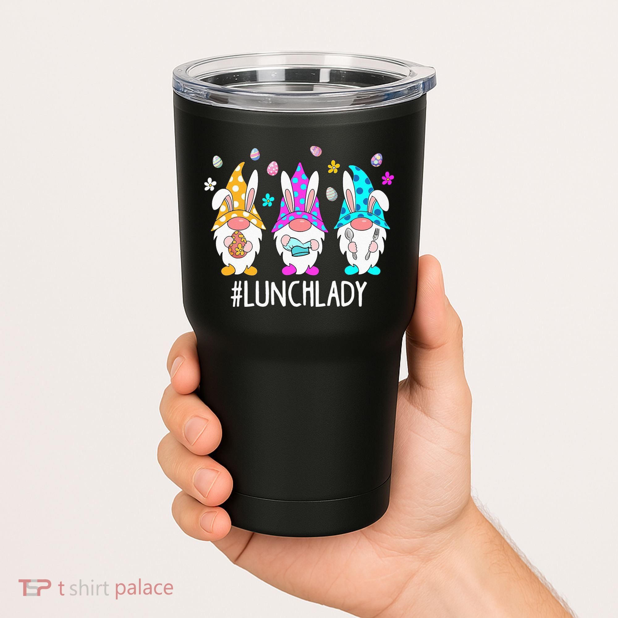 Cute Easter Day Gnome Love Lunch Lady  Matching Tumbler