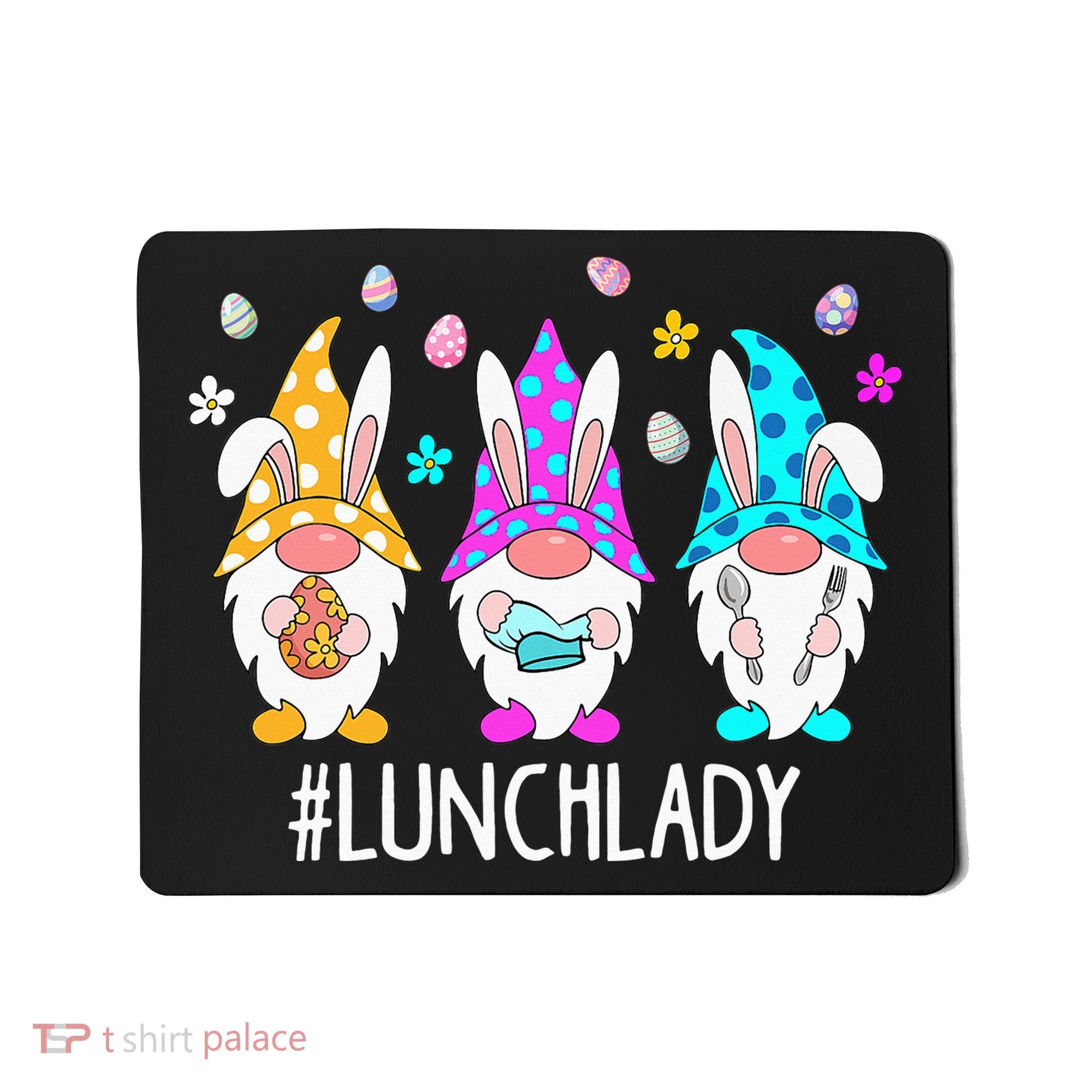 Cute Easter Day Gnome Love Lunch Lady  Matching Mousepad