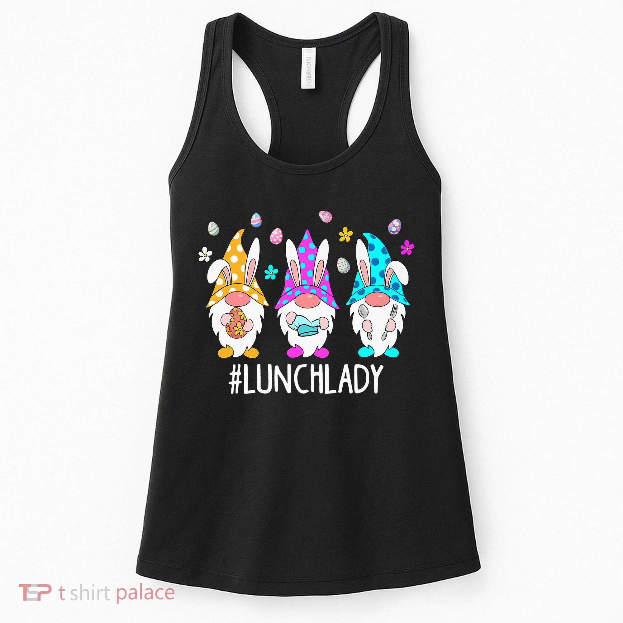 Cute Easter Day Gnome Love Lunch Lady  Matching Women's Tank Top