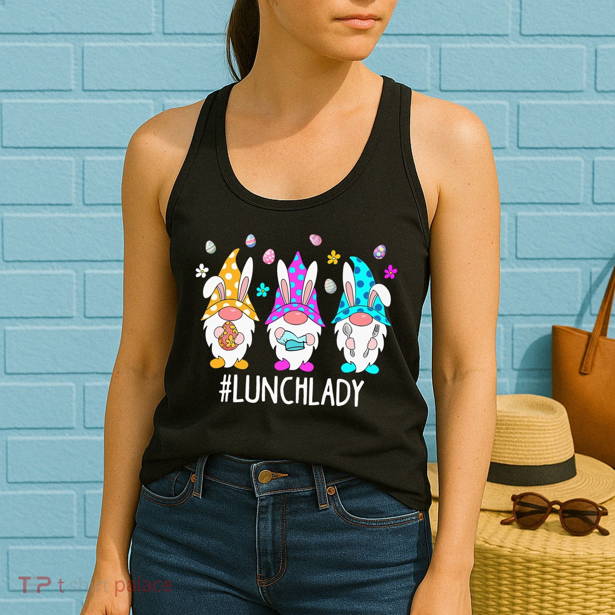 Cute Easter Day Gnome Love Lunch Lady  Matching Women's Tank Top