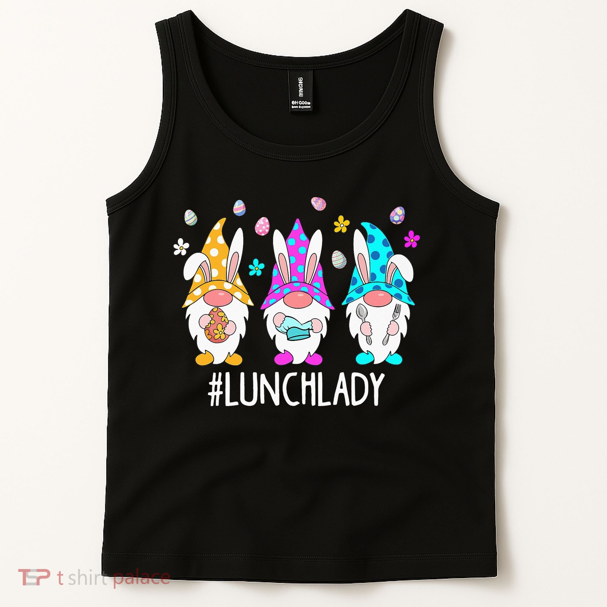 Cute Easter Day Gnome Love Lunch Lady  Matching Tank Top