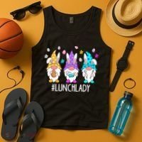 Cute Easter Day Gnome Love Lunch Lady  Matching Tank Top thumb 4