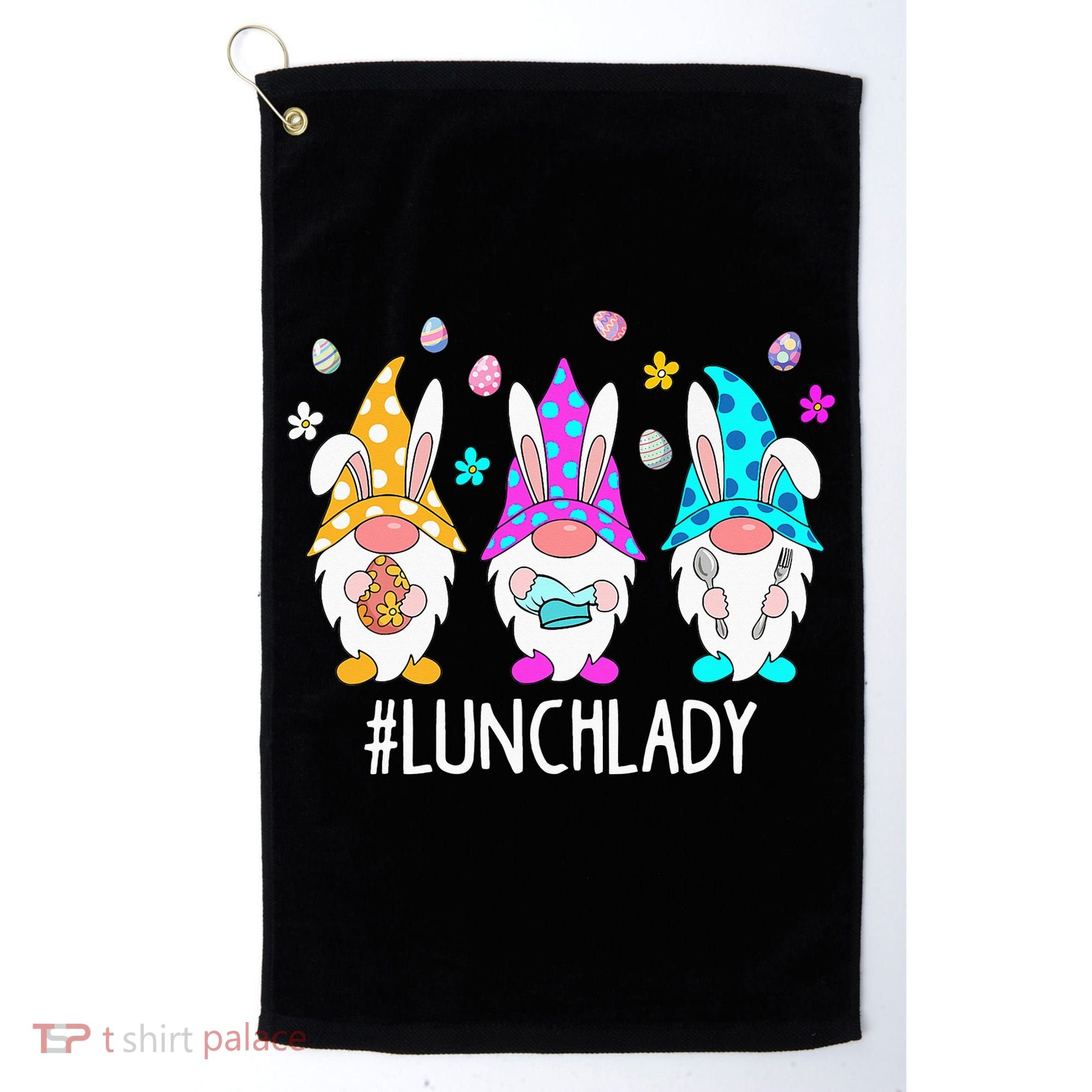 Cute Easter Day Gnome Love Lunch Lady  Matching Golf Towel