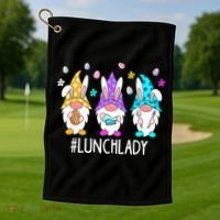 Cute Easter Day Gnome Love Lunch Lady  Matching Golf Towel thumb 1