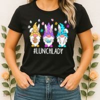 Cute Easter Day Gnome Love Lunch Lady  Matching Women's T-Shirt thumb 2