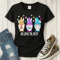 Cute Easter Day Gnome Love Lunch Lady  Matching Women's T-Shirt thumb 3
