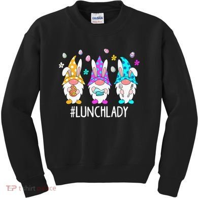 Cute Easter Day Gnome Love Lunch Lady  Matching Kids Sweatshirt