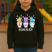 Cute Easter Day Gnome Love Lunch Lady  Matching Kids Hoodie thumb 3