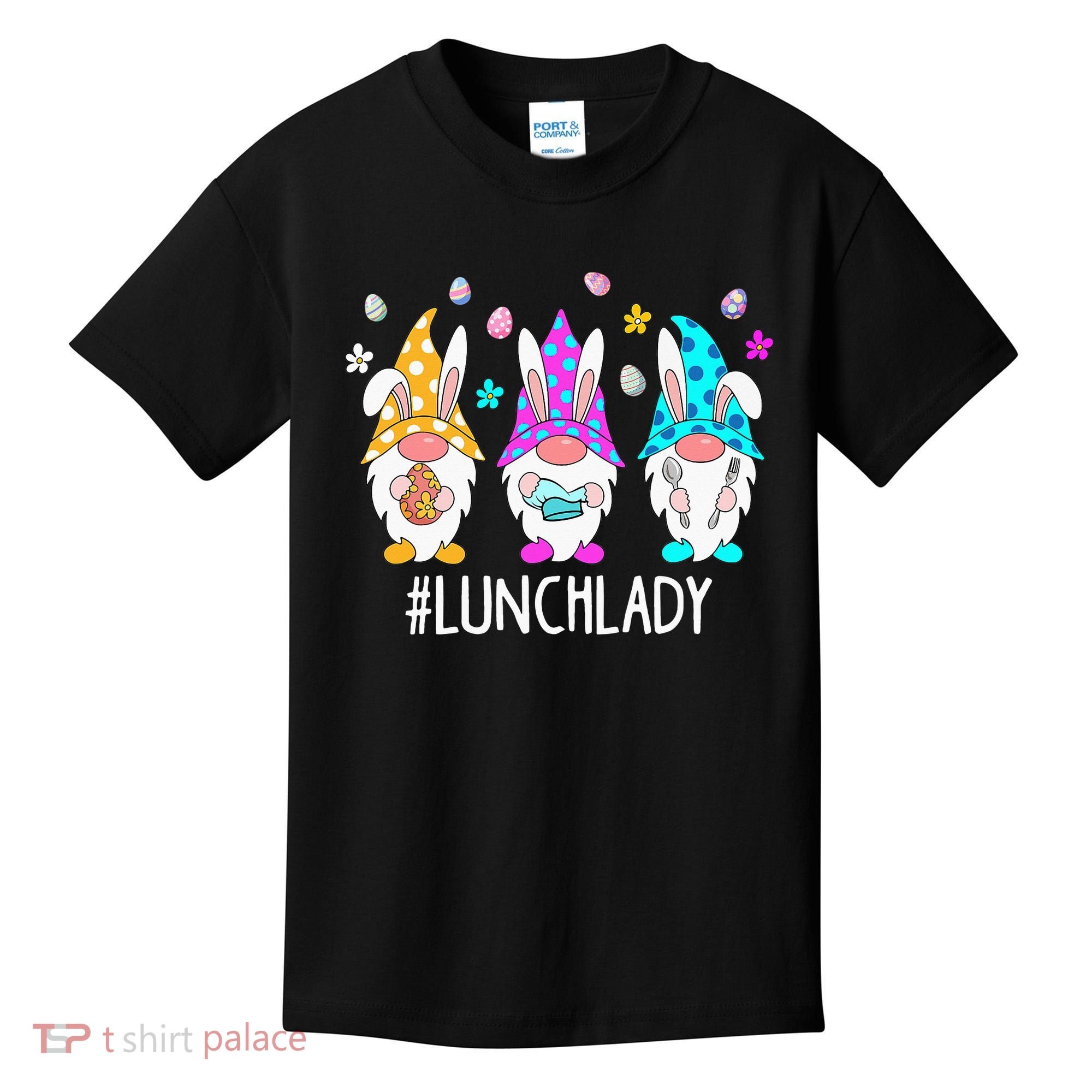 Cute Easter Day Gnome Love Lunch Lady  Matching Kids T-Shirt
