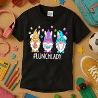 Cute Easter Day Gnome Love Lunch Lady  Matching Kids T-Shirt thumb 3