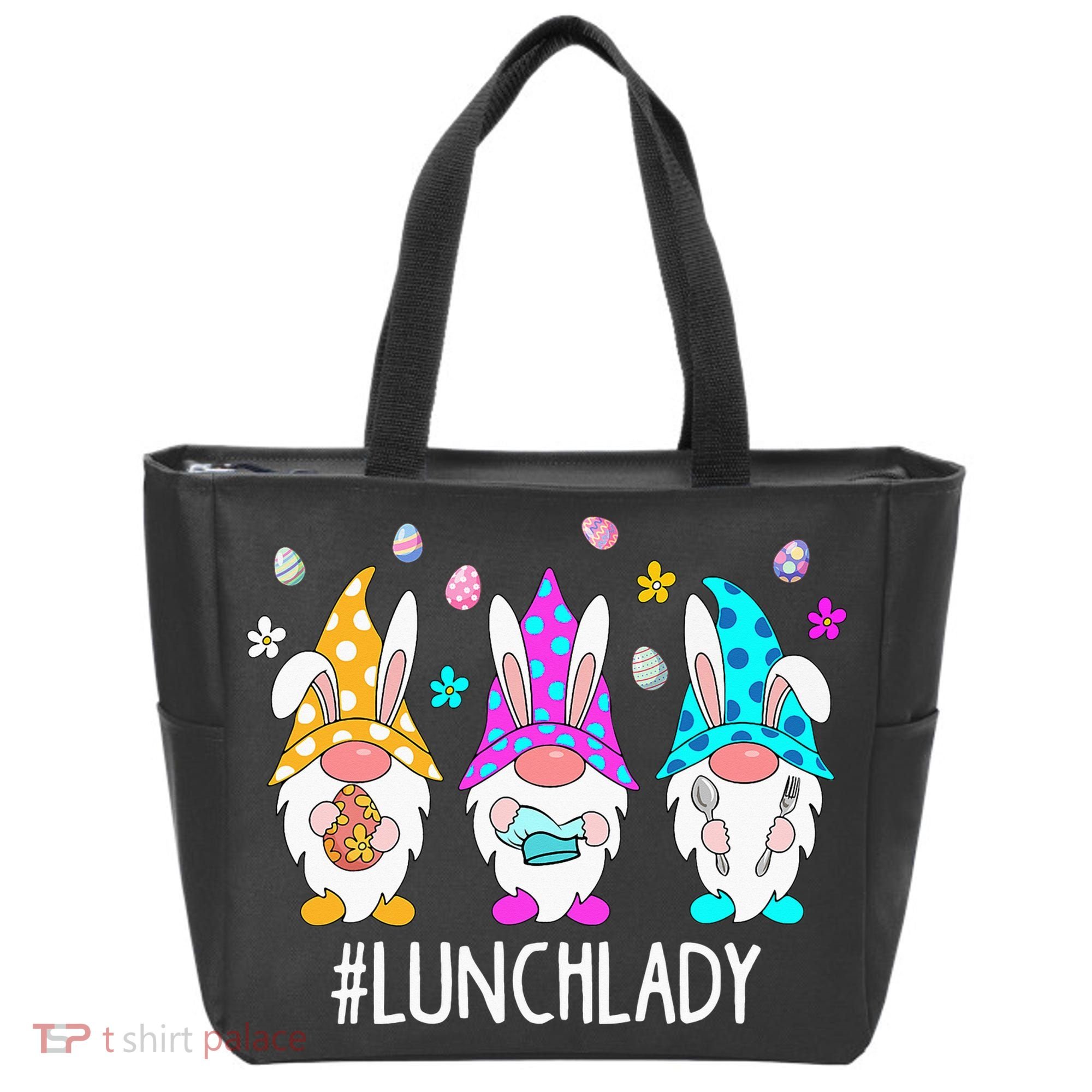 Cute Easter Day Gnome Love Lunch Lady  Matching Tote Bag