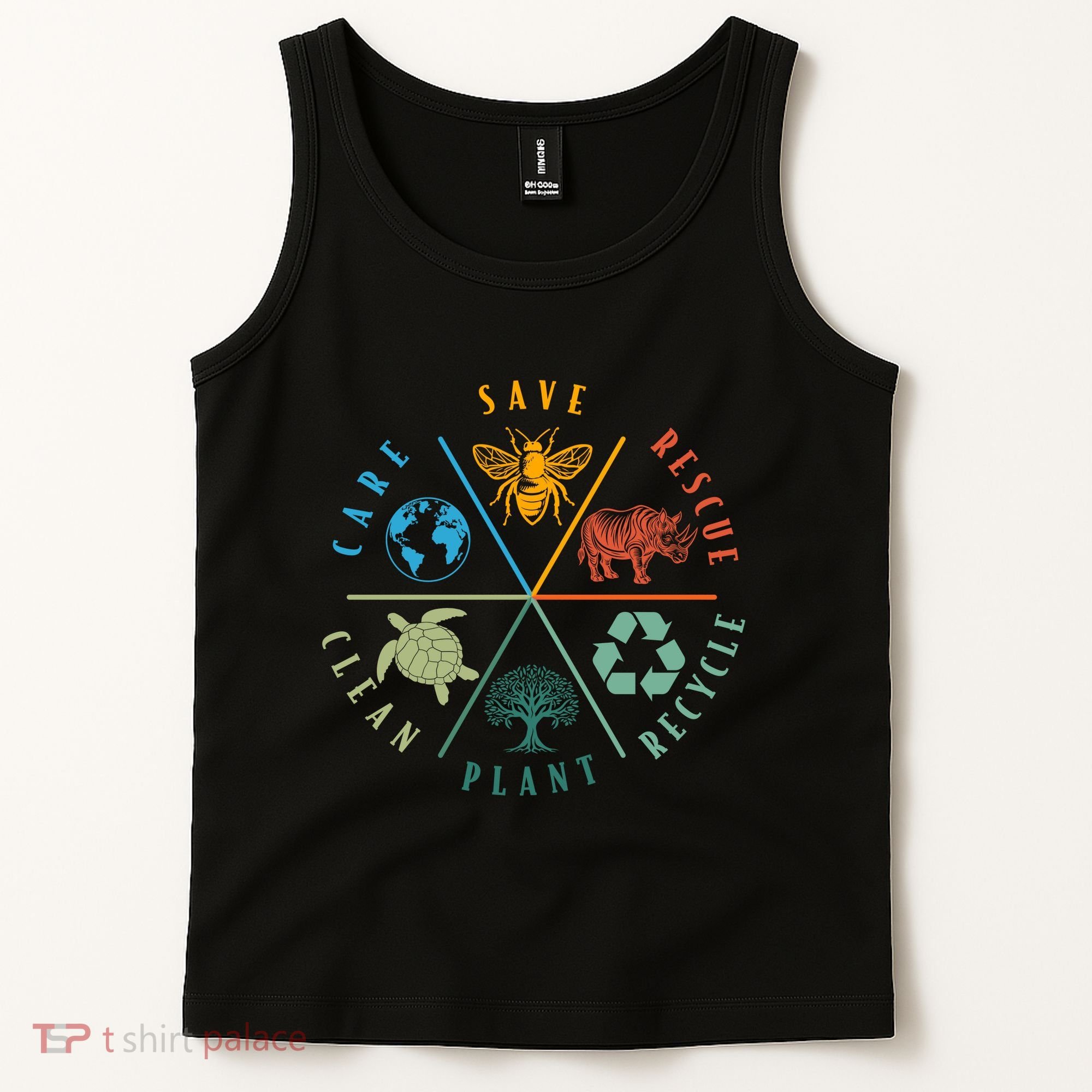 Celebrate Earth Day Save Rescue Recycle Plant Clean Care Tank Top