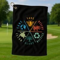 Celebrate Earth Day Save Rescue Recycle Plant Clean Care Golf Towel thumb 1