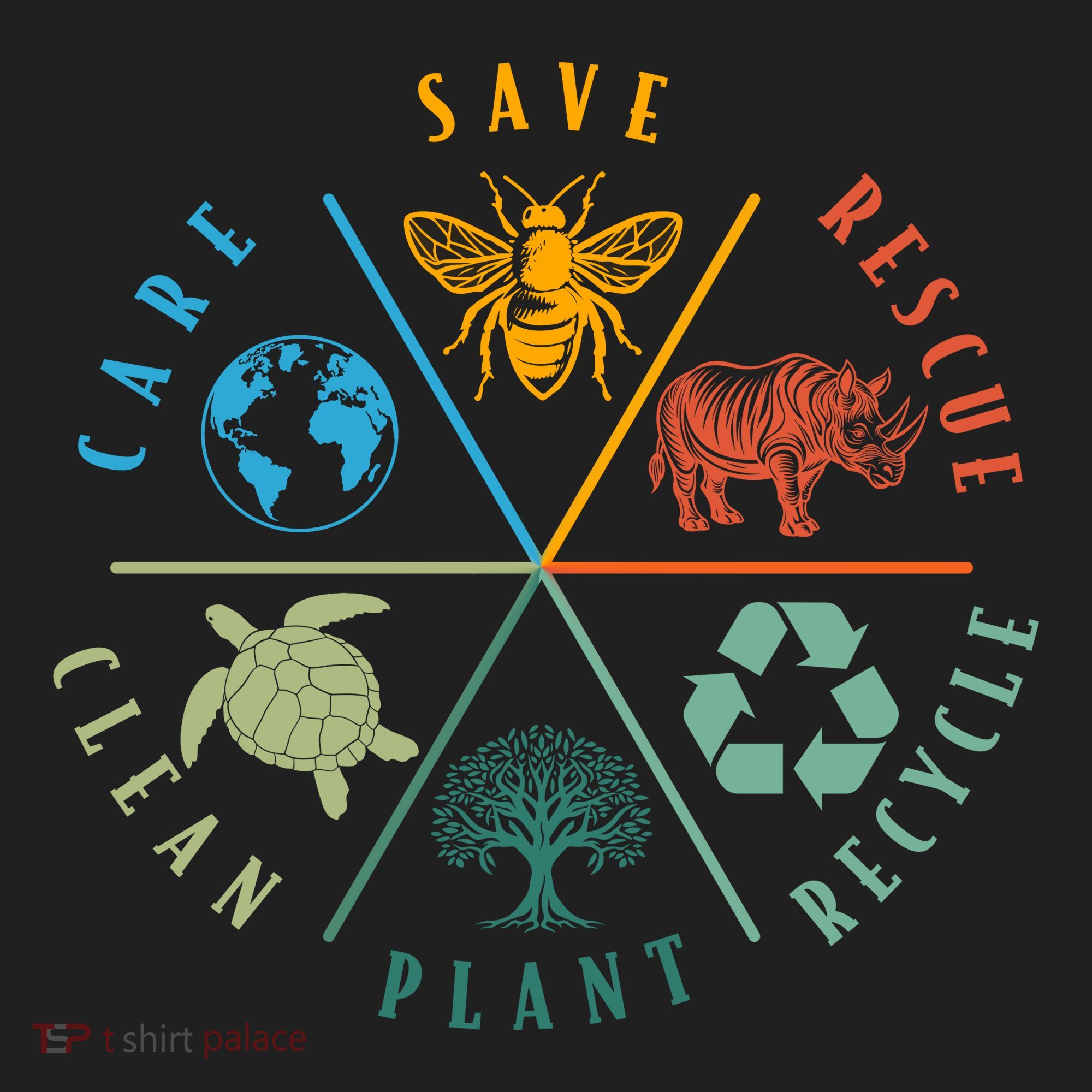 Celebrate Earth Day Save Rescue Recycle Plant Clean Care Golf Towel
