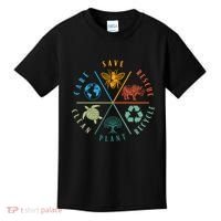 Celebrate Earth Day Save Rescue Recycle Plant Clean Care Kids T-Shirt thumb 0
