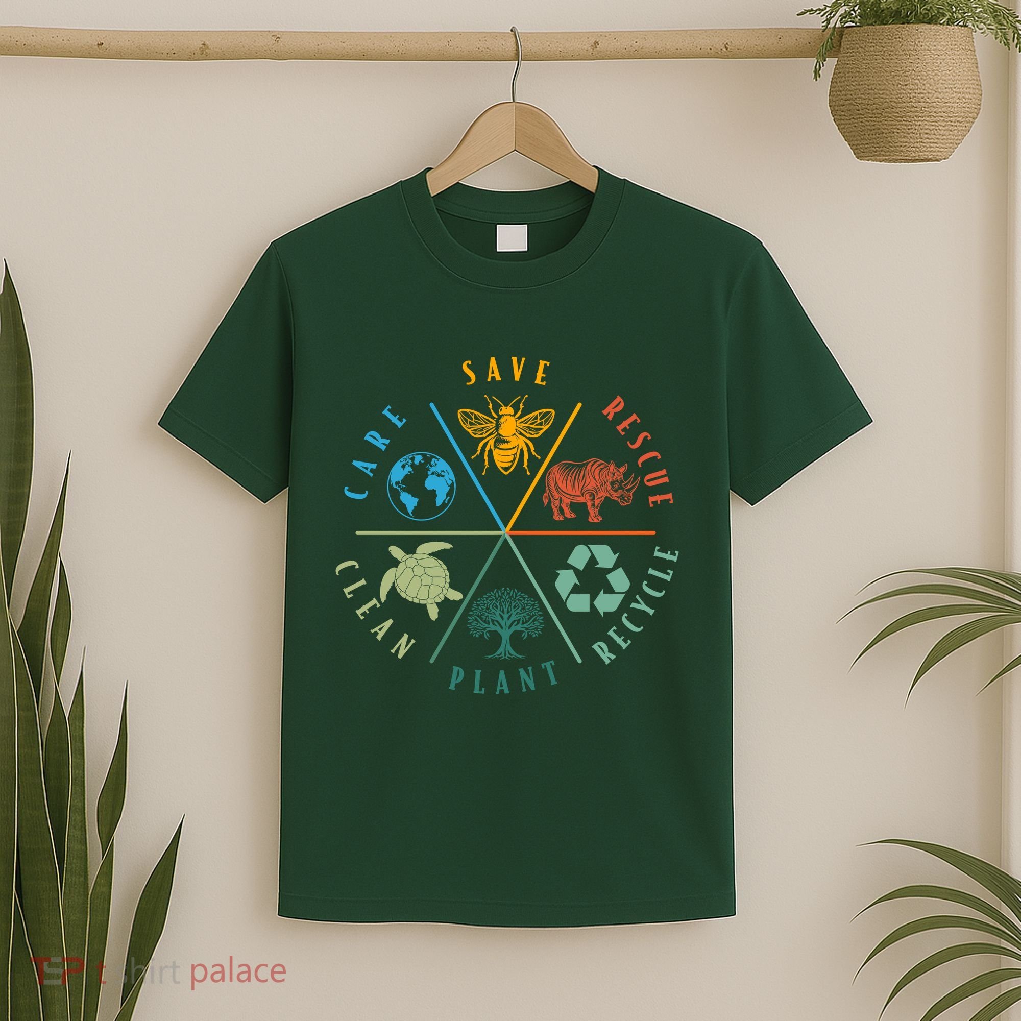 Celebrate Earth Day Save Rescue Recycle Plant Clean Care T-Shirt