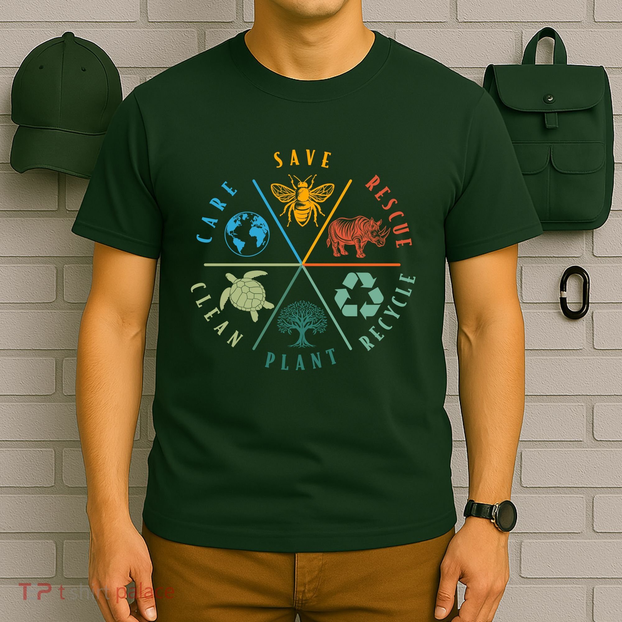 Celebrate Earth Day Save Rescue Recycle Plant Clean Care T-Shirt