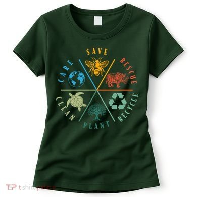 Celebrate Earth Day Save Rescue Recycle Plant Clean Care Women's T-Shirt