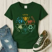 Celebrate Earth Day Save Rescue Recycle Plant Clean Care Women's T-Shirt thumb 3