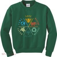 Celebrate Earth Day Save Rescue Recycle Plant Clean Care Kids Sweatshirt thumb 0