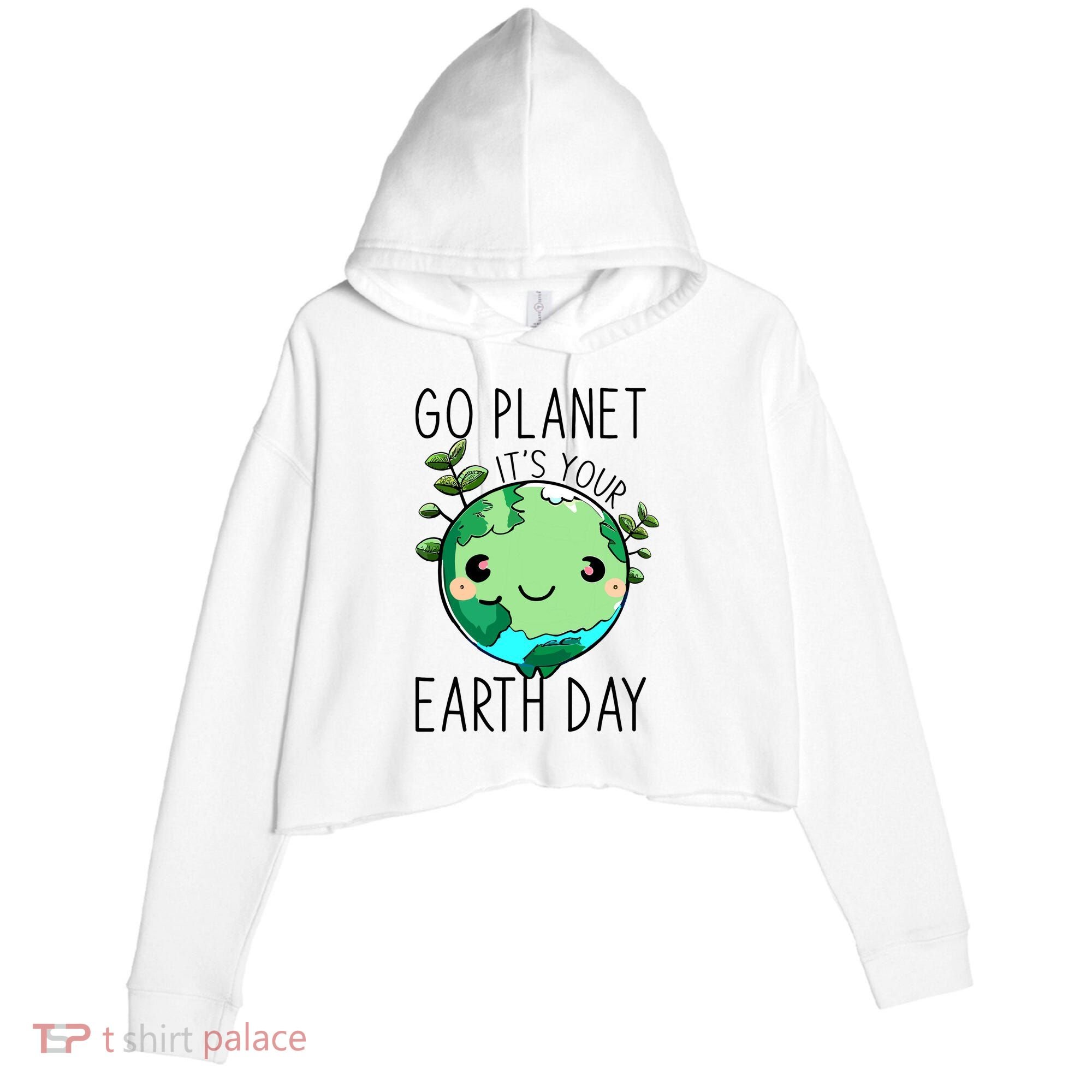 Cute Earth Day Go Planet Earth Day Crop Fleece Hoodie