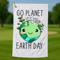 Cute Earth Day Go Planet Earth Day Golf Towel thumb 1
