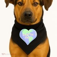 Cute Earth Day World Heart USA-Made Doggie Bandana thumb 1