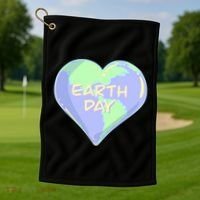 Cute Earth Day World Heart Golf Towel thumb 1