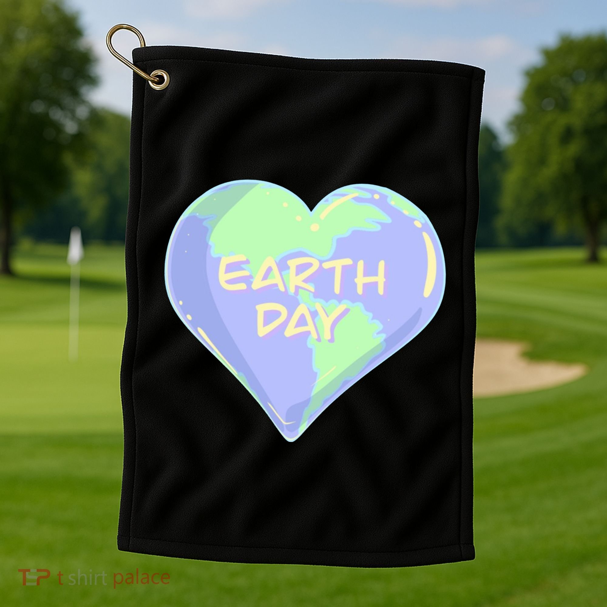 Cute Earth Day World Heart Golf Towel