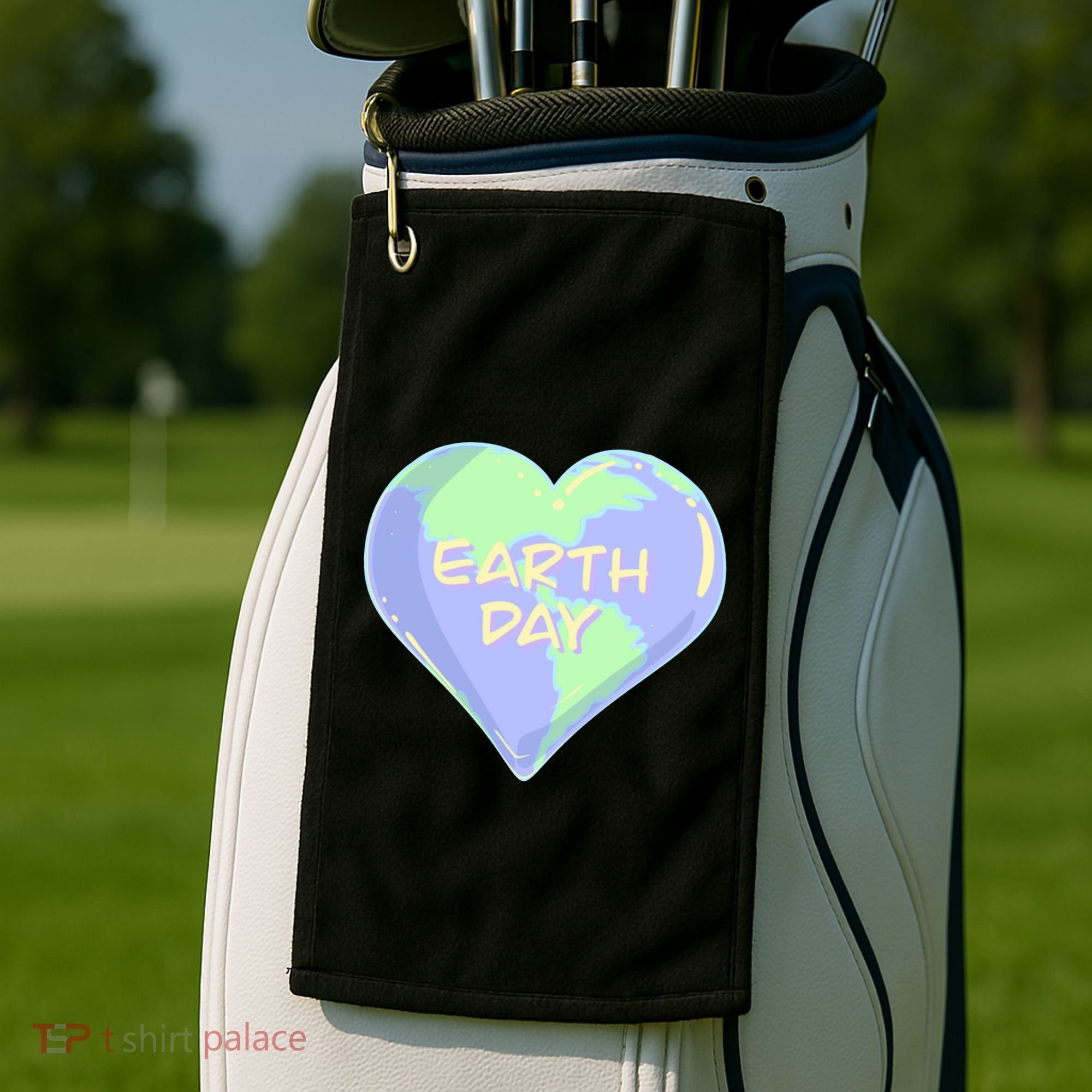 Cute Earth Day World Heart Golf Towel