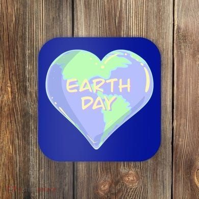 Cute Earth Day World Heart Coaster