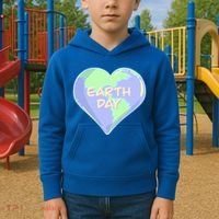 Cute Earth Day World Heart Kids Hoodie thumb 2