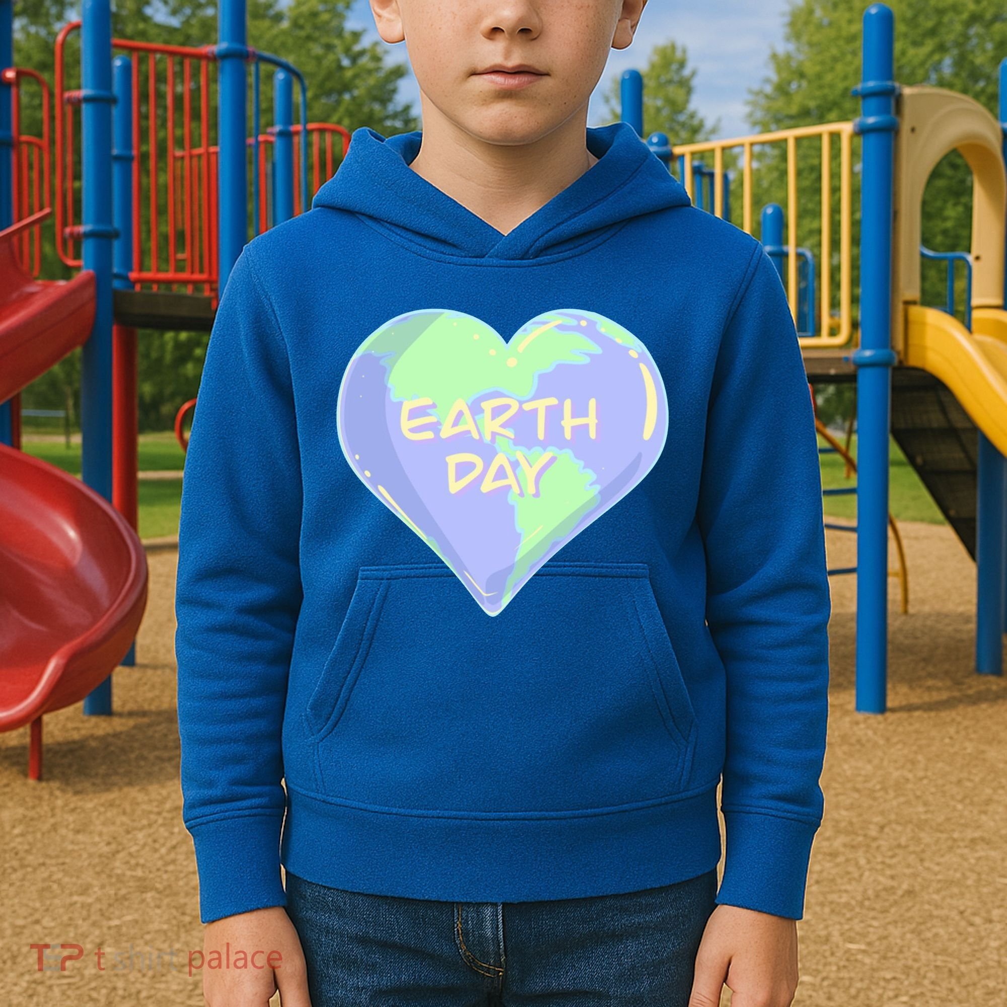 Cute Earth Day World Heart Kids Hoodie
