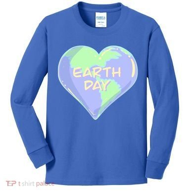 Cute Earth Day World Heart Kids Long Sleeve Shirt