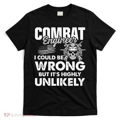 Combat Engineer Distressed American Flag U.S. Military T-Shirt