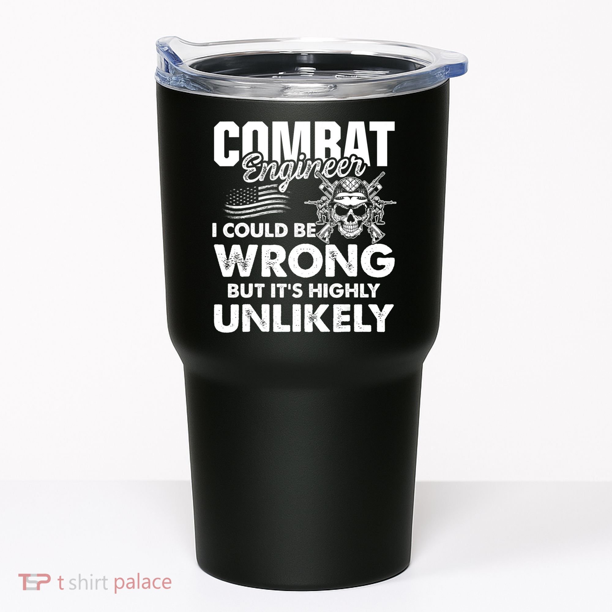 Combat Engineer Distressed American Flag U.S. Military Tumbler
