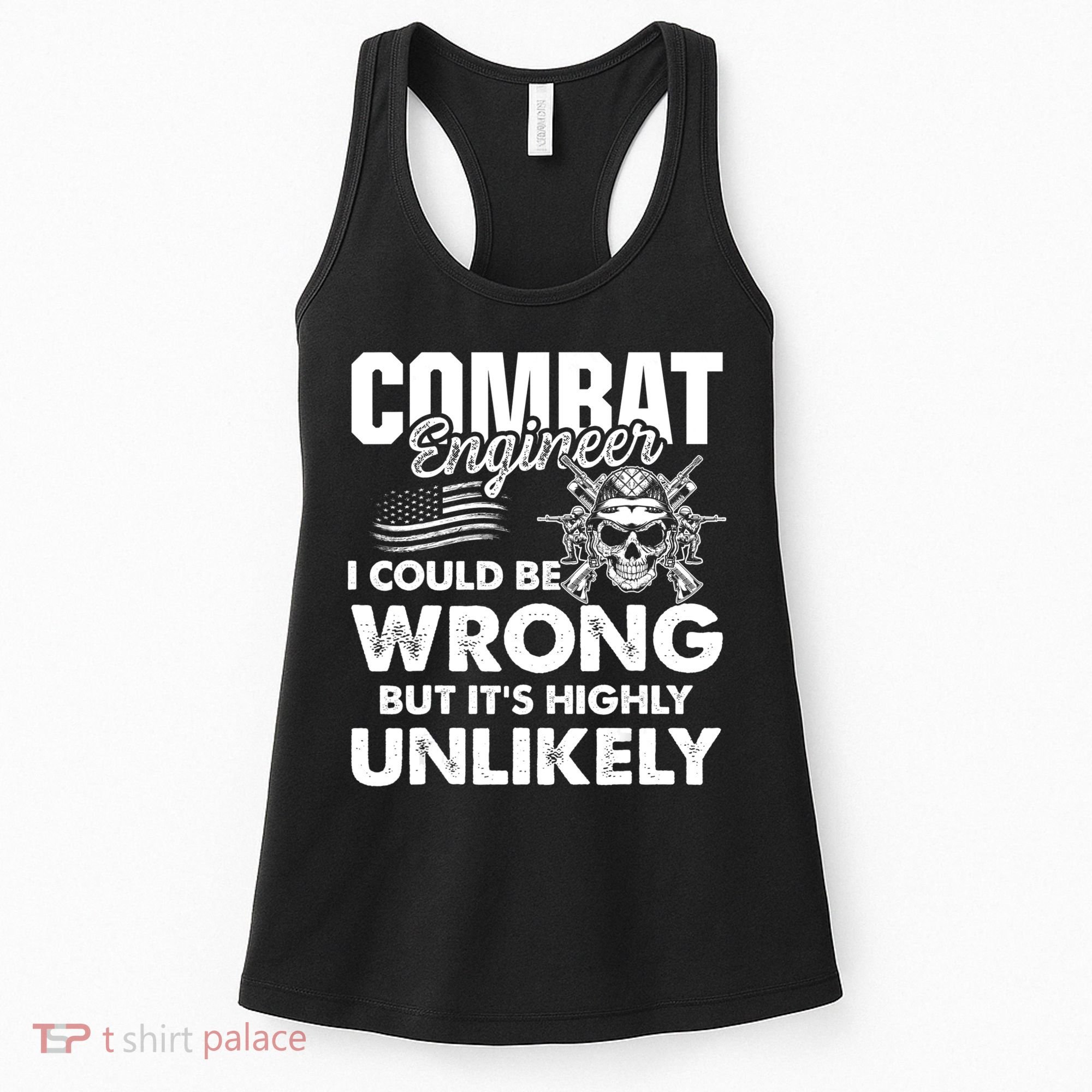 Combat Engineer Distressed American Flag U.S. Military Women's Tank Top