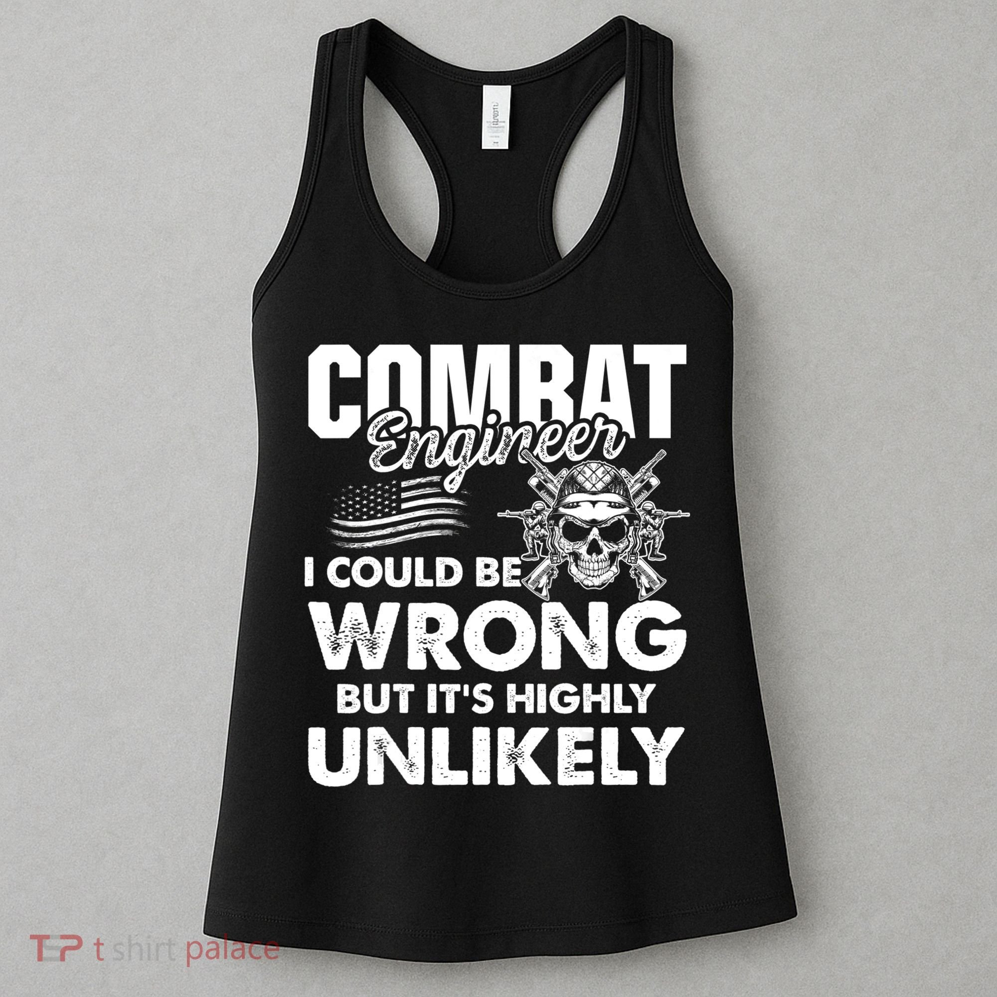 Combat Engineer Distressed American Flag U.S. Military Women's Tank Top