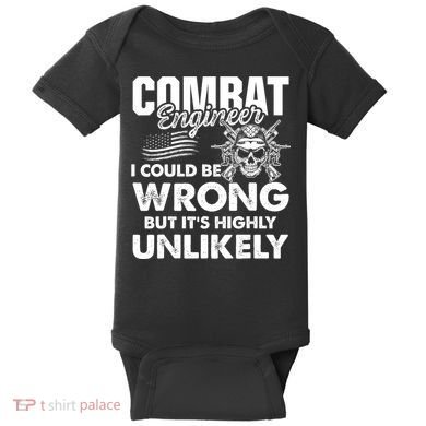 Combat Engineer Distressed American Flag U.S. Military Baby Bodysuit