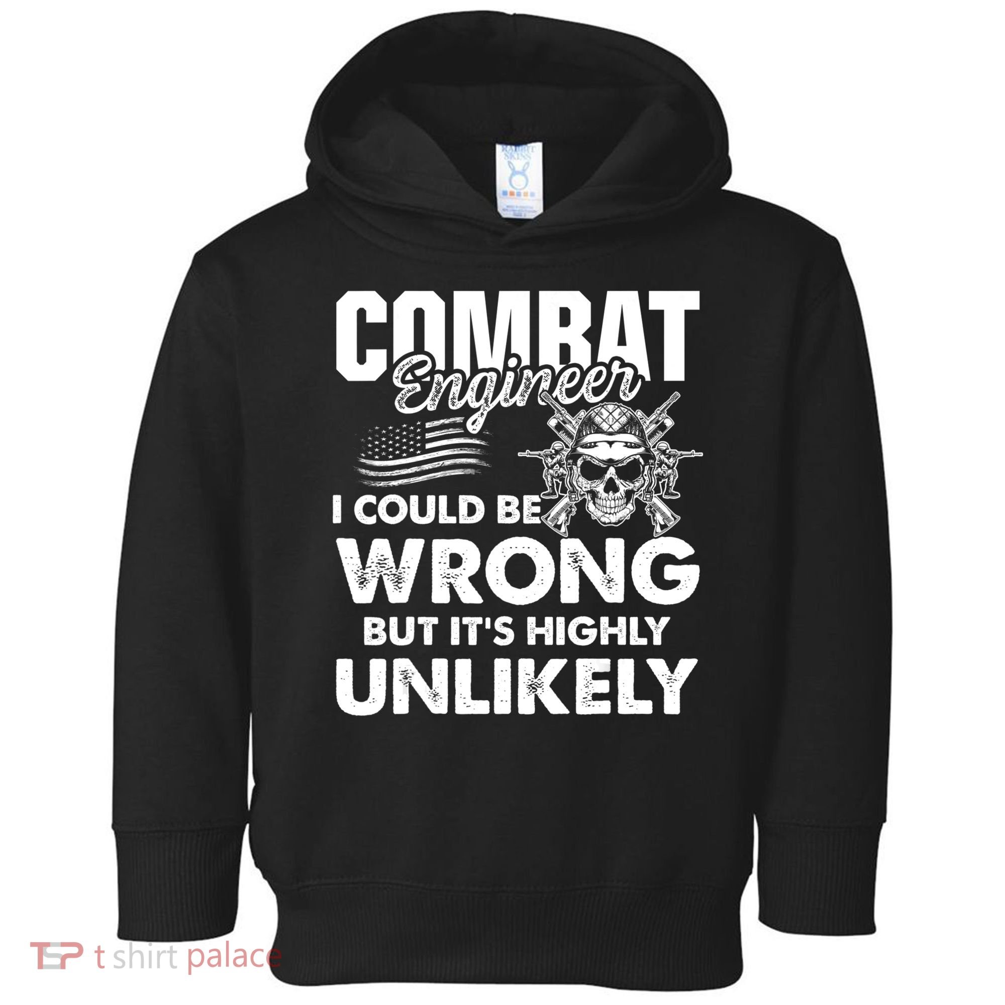 Combat Engineer Distressed American Flag U.S. Military Toddler Hoodie
