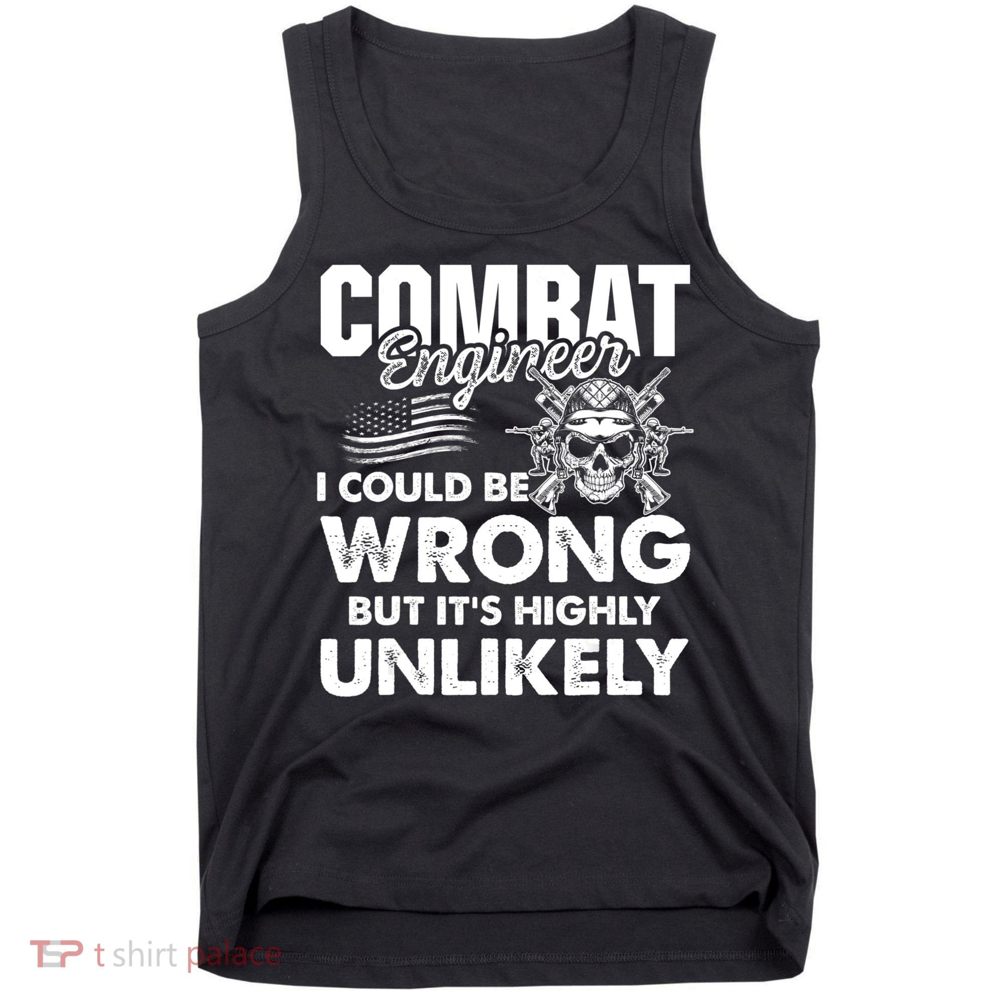 Combat Engineer Distressed American Flag U.S. Military Tank Top
