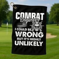 Combat Engineer Distressed American Flag U.S. Military Golf Towel thumb 1