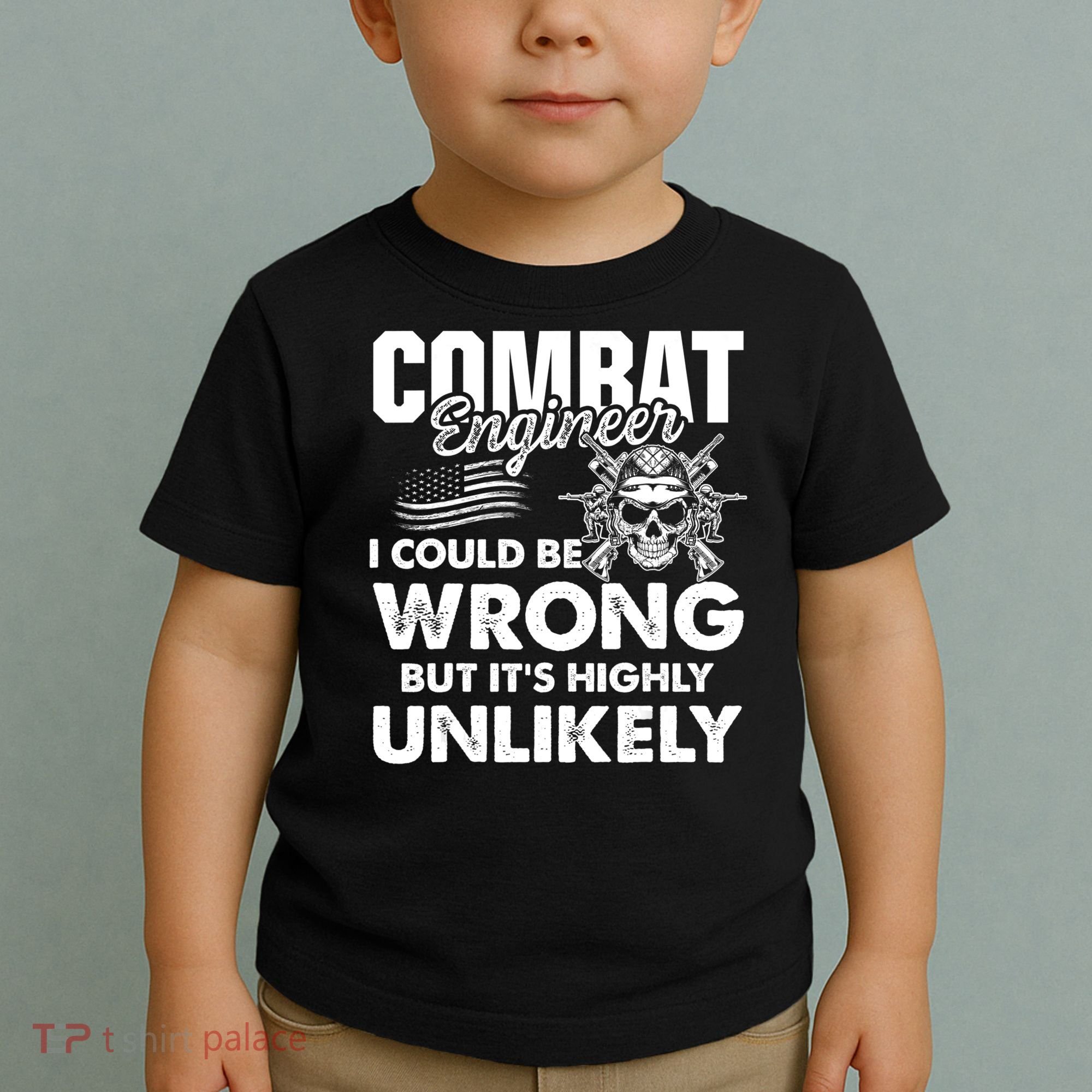 Combat Engineer Distressed American Flag U.S. Military Toddler T-Shirt