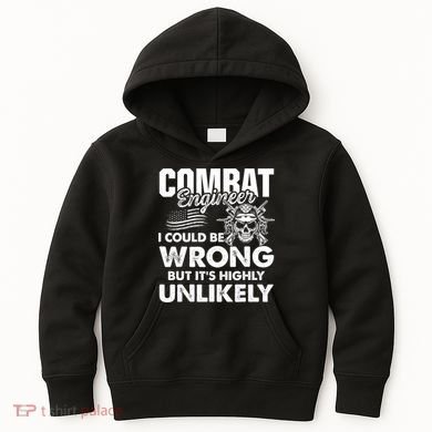 Combat Engineer Distressed American Flag U.S. Military Kids Hoodie